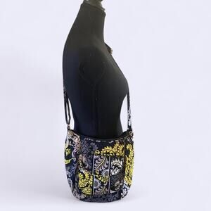 Retired Nwot Vera Bradley Baroque Crossbody Bag Black Yellow Gray Quilted